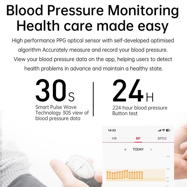 TK22 1.39 inch IP67 Waterproof Silicone Band Smart Watch Supports ECG / Non-invasive Blood Sugar(Black)