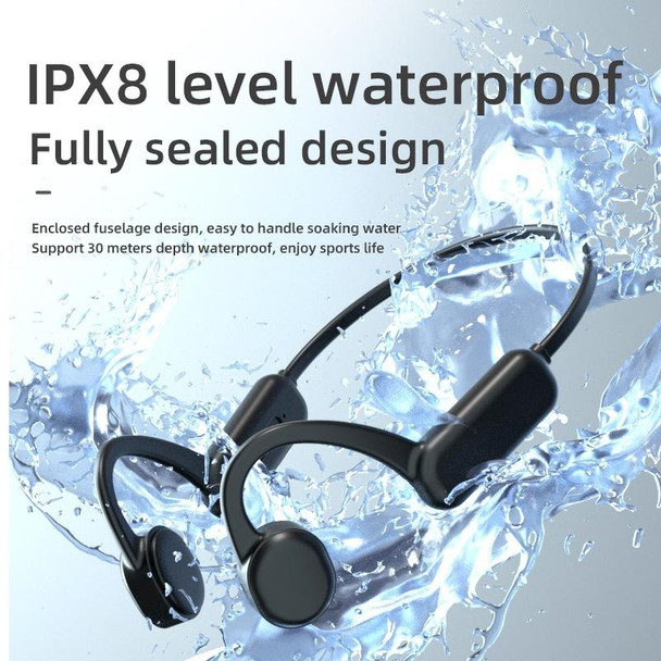 DG-X18 Bone Conduction Bluetooth Headphones Swimming IPX8 Waterproof Sports Headphones, Memory Capacity: 32G(English Black)