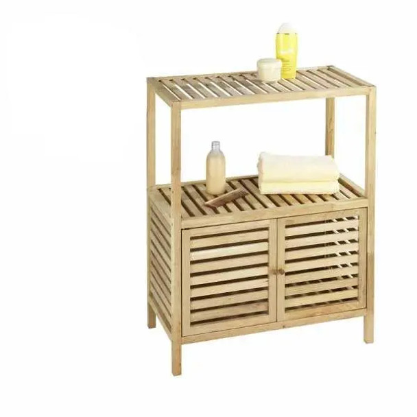 Wenko - Bathroom/Household Rack With 2 Doors - Walnut Wood - Norway Range