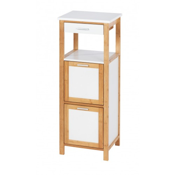 Wenko - Finja Shelf Unit W/ 2 Compartments + Drawer - Bamboo