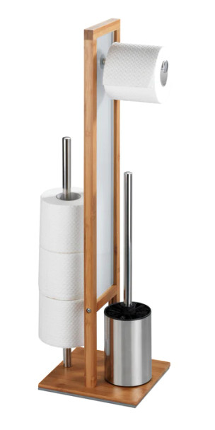 Wenko - Freestanding Toilet Brush & Roll Holder - Rivalta - Bamboo