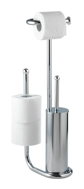 Wenko - Freestanding Toilet Brush, Toilet Paper Holder Combo - universal shiny silver