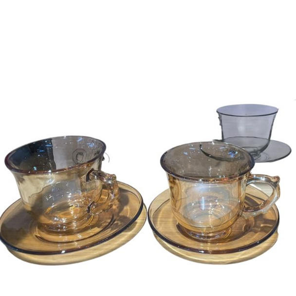 12 Piece Glass Cup & Saucer Set