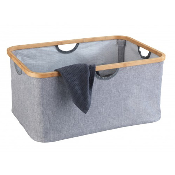 Wenko - Bahari Foldable Laundry Basket - 50L - Bamboo - Grey