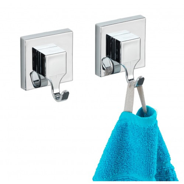 WENKO - Vacuum-Loc Wall Hook Quadro Range - Set Of 2 - No Drilling