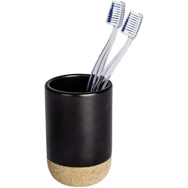 Wenko - Toothbrush Tumbler - Black Ceramic & Cork