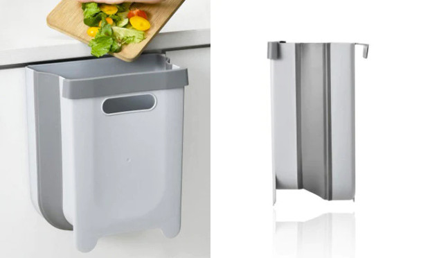 Space Saver Collapsible Trash Bin - Grey