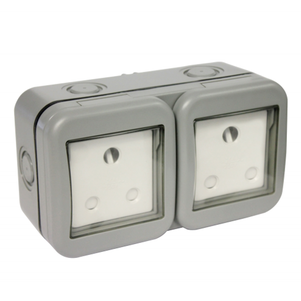 Masterplug IP55 Double Unswitched 16A SA Outdoor Socket (2 x 3 Pin)