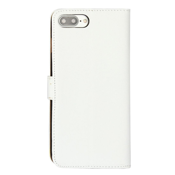 iPhone 8 Plus & 7 Plus Genuine Split Horizontal Flip Leather Case with Holder & Card Slots & Wallet(White)