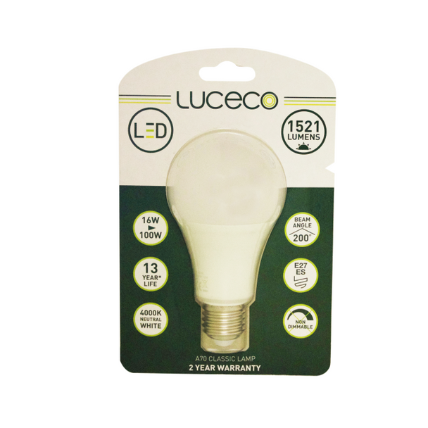Luceco - A70, E27, 16W, 1521Lm, Non-Dim LED Globe