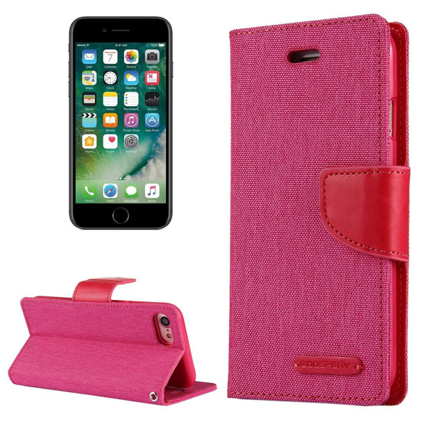 GOOSPERY CANVAS DIARY for  iPhone 8 & 7  Canvas Texture Horizontal Flip Leather Case with Card Slots & Wallet & Holder(Magenta)