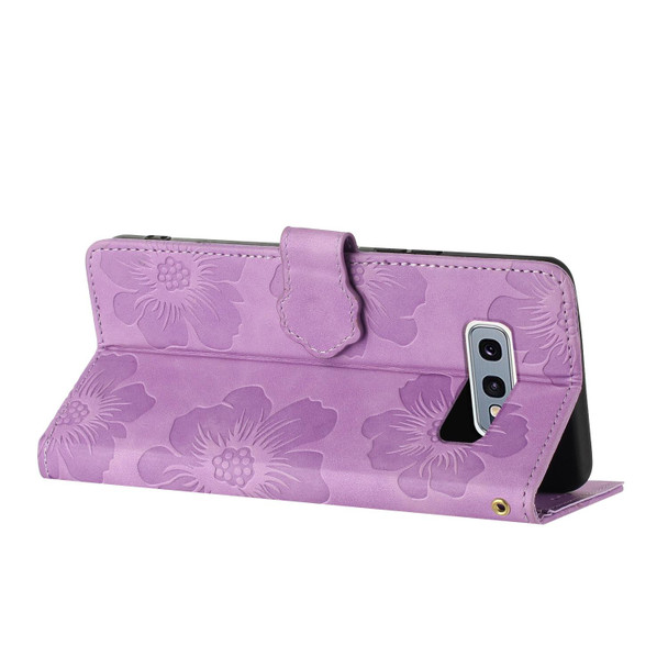 For Samsung Galaxy S10e Flower Embossing Pattern Leatherette Phone Case(Purple)