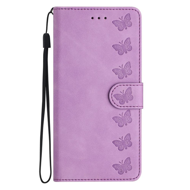 For Google Pixel 8 Seven Butterflies Embossed Leatherette Phone Case(Purple)