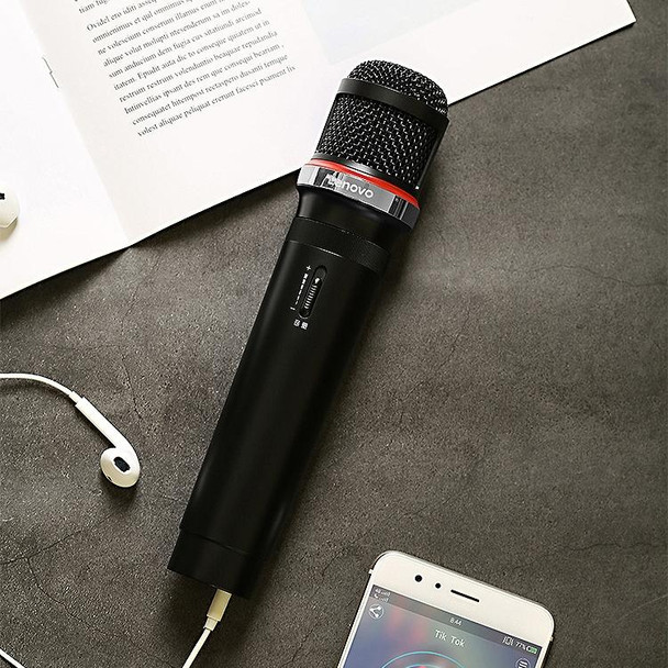 Original Lenovo UM20-U K Song Wireless Digital Microphone Live Recording Equipment with Wireless Receiver (Black)