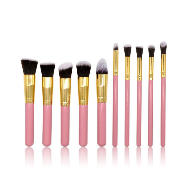 10 PCS Makeup Brushes Set Makeup Tool Powder Eyeshadow Pencil Cosmetic Set (Pink Gold)
