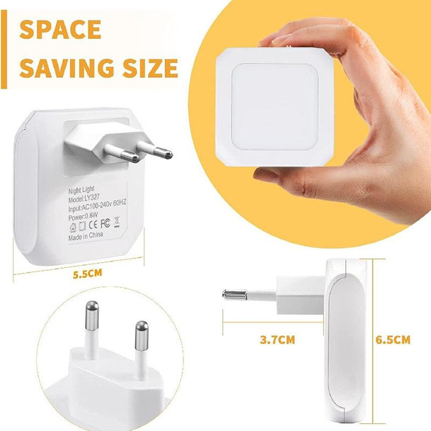 0.6W Stepless Dimming Induction Night Light Square Light Guide Plate Baby Night Light(UK Plug)