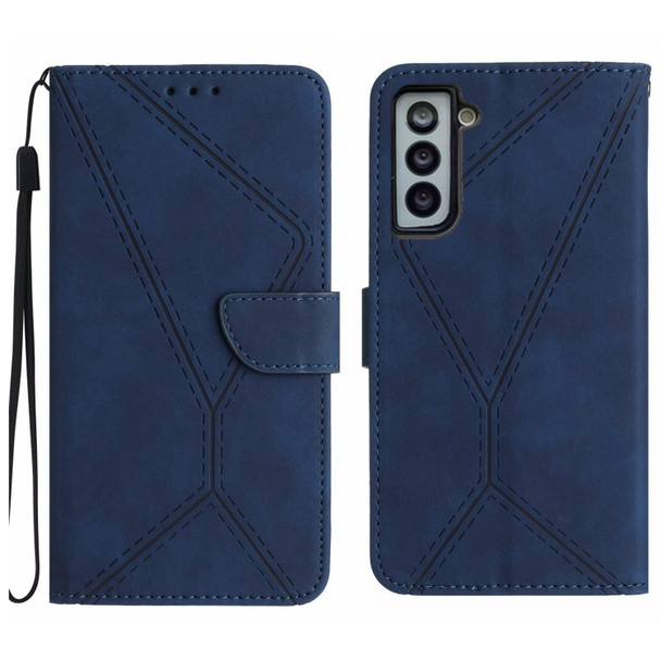 For Samsung Galaxy S21 5G Stitching Embossed Leatherette Phone Case(Blue)