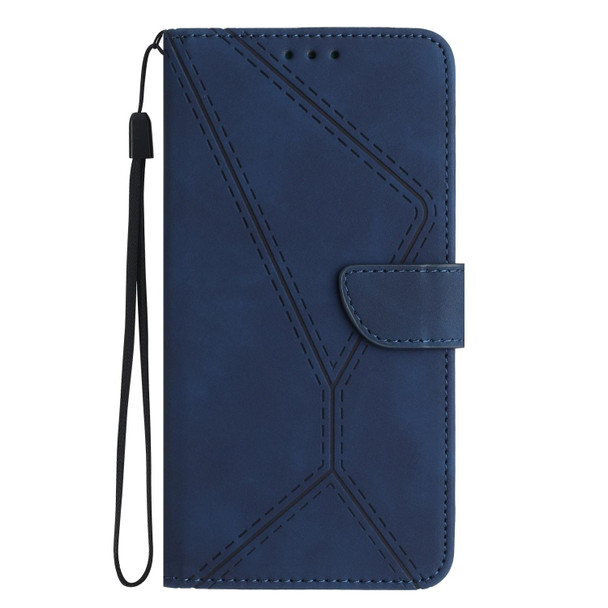 For Samsung Galaxy S21 5G Stitching Embossed Leatherette Phone Case(Blue)