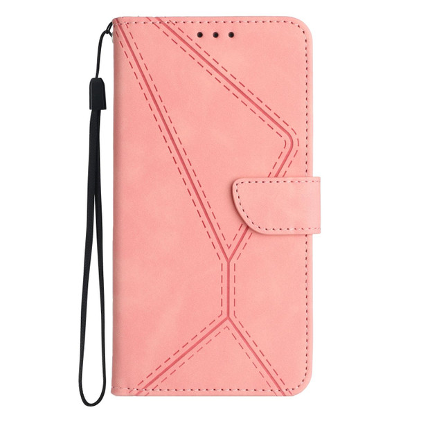 For Samsung Galaxy S21+ 5G Stitching Embossed Leatherette Phone Case(Pink)