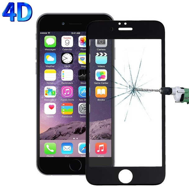 iPhone 6 & 6s 0.26mm 9H Surface Hardness 4D Curverd Arc Explosion-proof HD Silk-screen Tempered Glass Full Screen Film (Black)