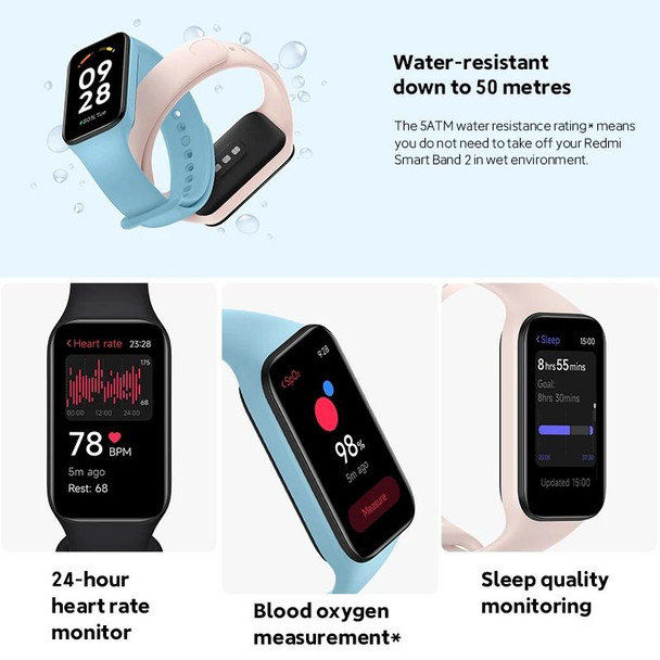 Original Xiaomi Redmi Smart Wristband 2 Fitness Bracelet, 1.47 inch Color Touch Screen, Support Sleep Track / Heart Rate Monitor (Black)