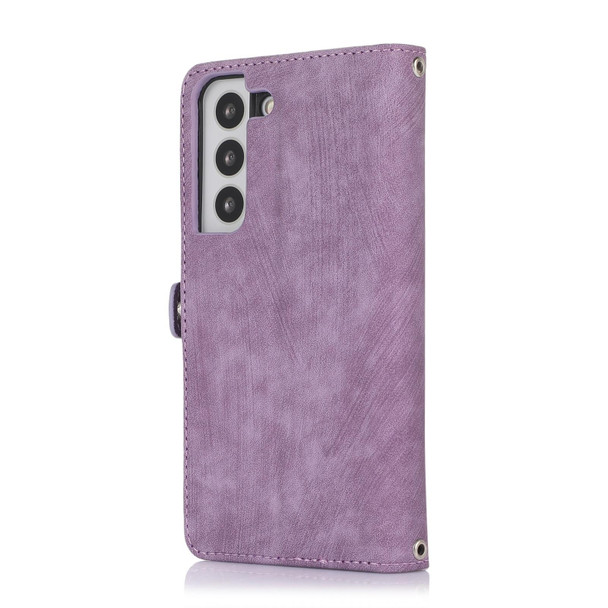 For Samsung Galaxy S21+ Zipper Card Slot Buckle Wallet Leatherette Phone Case(Purple)