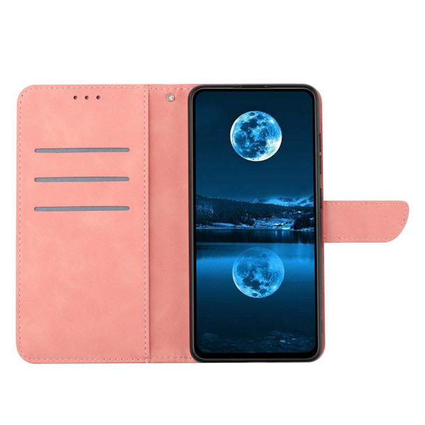 For OPPO Reno8 T 5G/A1 Pro 5G Stitching Embossed Leatherette Phone Case(Pink)