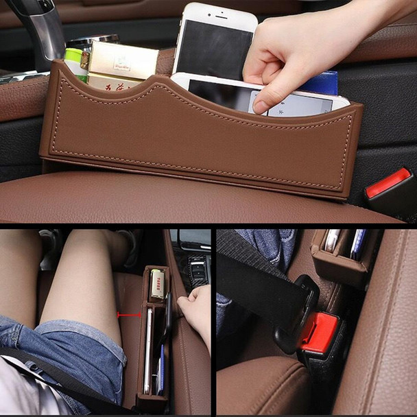 Car Seat Crevice Storage Box with Interval Auto Gap Pocket Stowing Tidying for Phone Pad Card Coin Case Accessories(Brown)