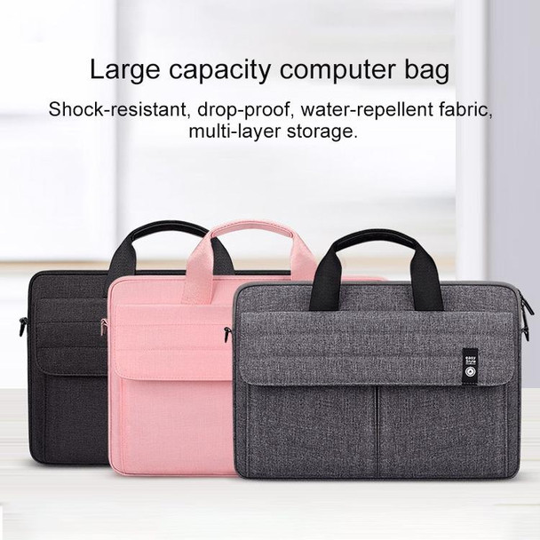 ST08 Handheld Briefcase Carrying Storage Bag with Shoulder Strap for 15.4 inch Laptop(Grey)