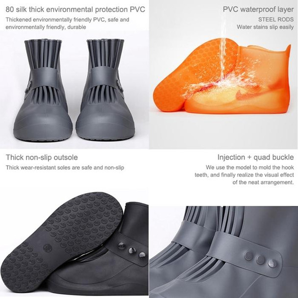 Fashion Integrated PVC Waterproof  Non-slip Shoe Cover with Thickened Soles Size: 34-35(White)