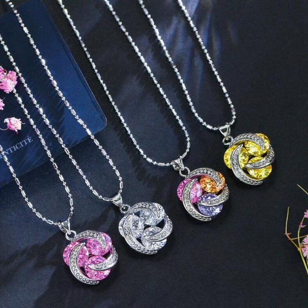 Fashion Cubic Zirconia Knot Earrings Necklace Ring Set for Women, Ring Size:9(Multi-color)