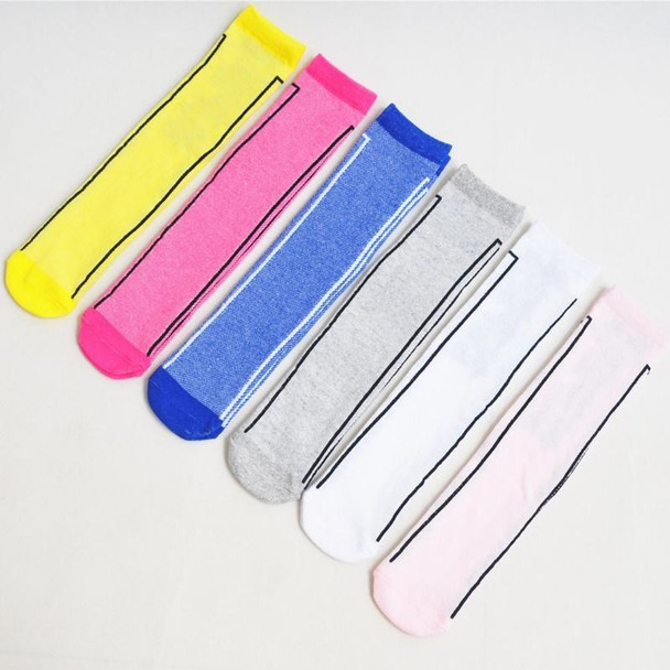 3pairs Spring And Autumn Student Children Skin-Friendly Alphabet SUP Mesh Long Cotton Socks About 42cm(Blue)