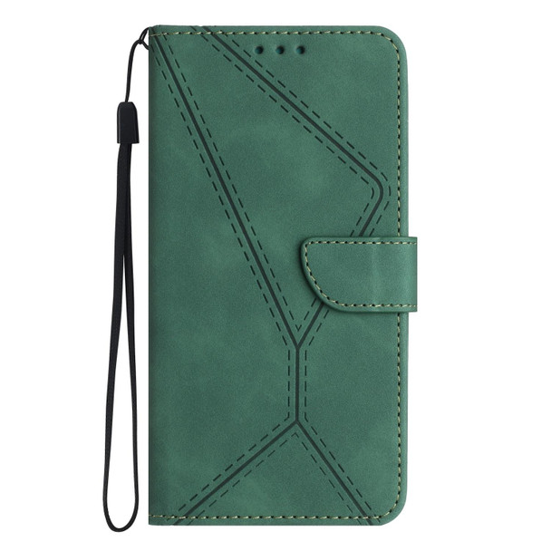 For Samsung Galaxy S21+ 5G Stitching Embossed Leatherette Phone Case(Green)