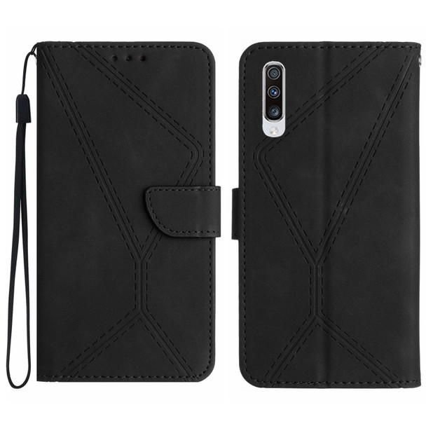 For Samsung Galaxy A50 / A50s Stitching Embossed Leatherette Phone Case(Black)