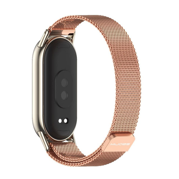 For Xiaomi Mi Band 8 Mijobs Milan Magnetic Metal Stainless Steel Watch Band(Rose Gold+Light Gold)