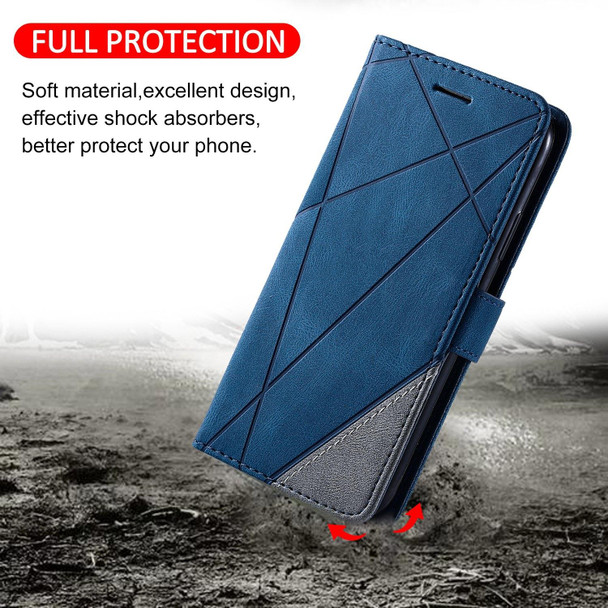 For Redmi 11A 4G Global Skin Feel Splicing Horizontal Flip Leatherette Phone Case(Blue)