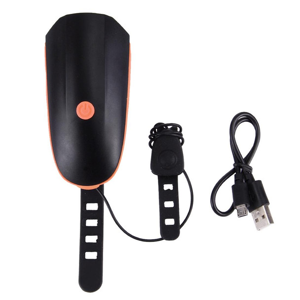 125 / 250LM 3 Modes USB Rechargeable LED Bright Light with Horn & Handlebar Mount(Orange)