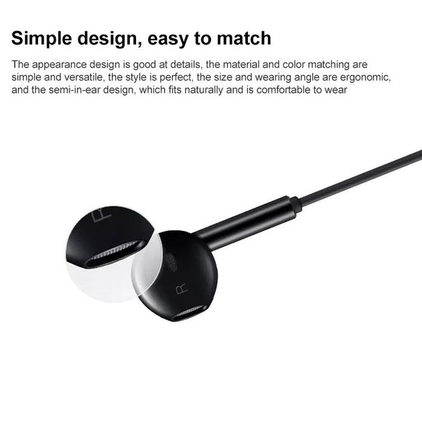 Original Huawei CM33 Type-C Headset Wire Control In-Ear Earphone with Mic for Huawei P20 Series, Mate 10 Series(Black)