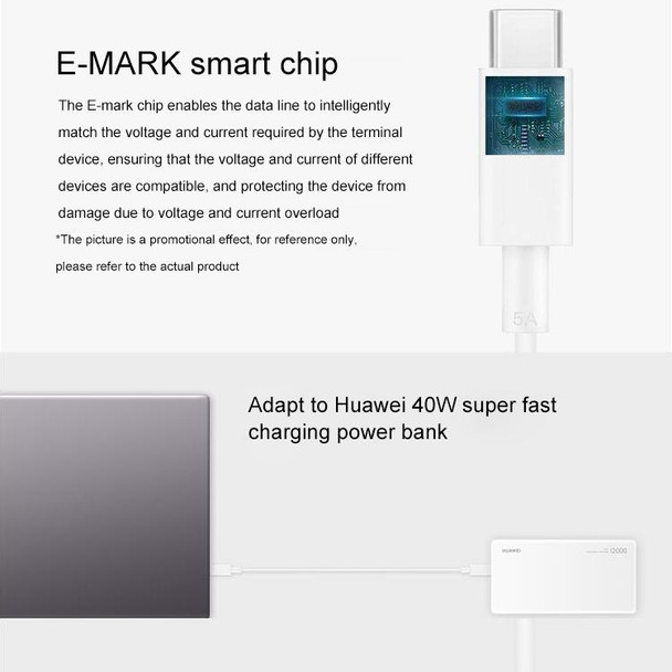 Original Huawei CP43 5A USB-C / Type-C to USB-C / Type-C Fast Charging Data Cable, Cable Length: 1m (White)