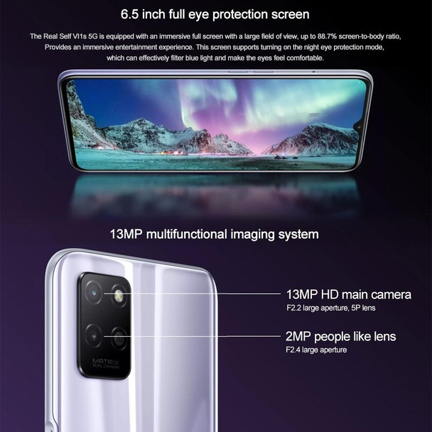 Realme V11s 5G, 4GB+128GB, Dual Back Cameras, Side Fingerprint Identification, 5000mAh Battery, 6.5 inch Realme UI 2.0 / Android 11 MediaTek Dimensity 810 Octa Core up to 2.4GHz, Network: 5G, Support Google Play(Twilight Purple)