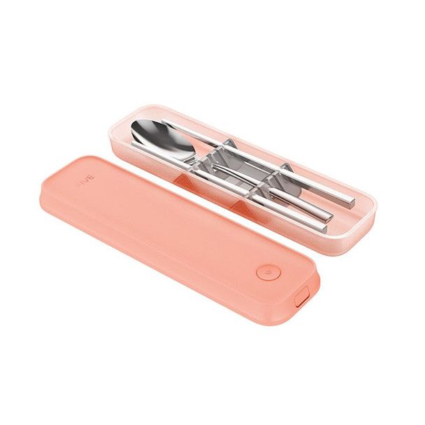 Original Xiaomi Youpin FIVE Portable Spoon Chopsticks Sterilized Box (Pink)