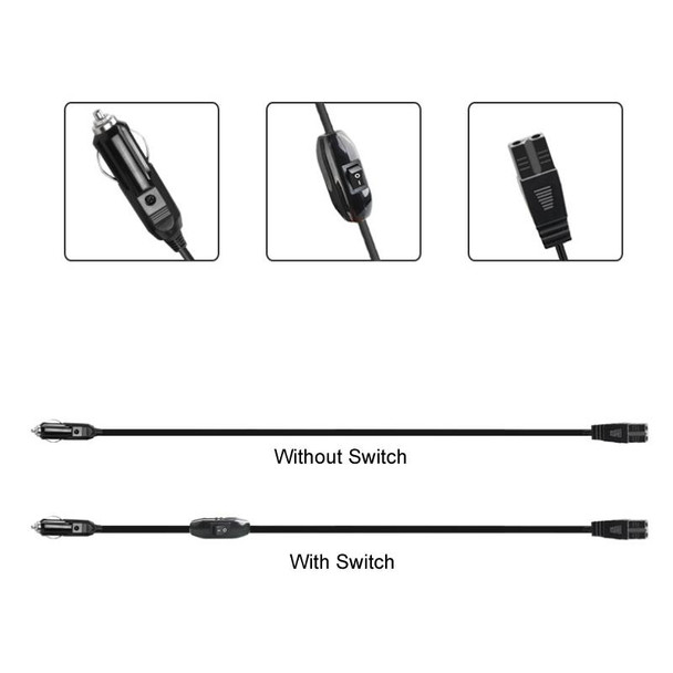 12V/24V Car Refrigerator Cable B Suffix Cigarette Lighter Plug Power Cord, Length: 4m With Switch