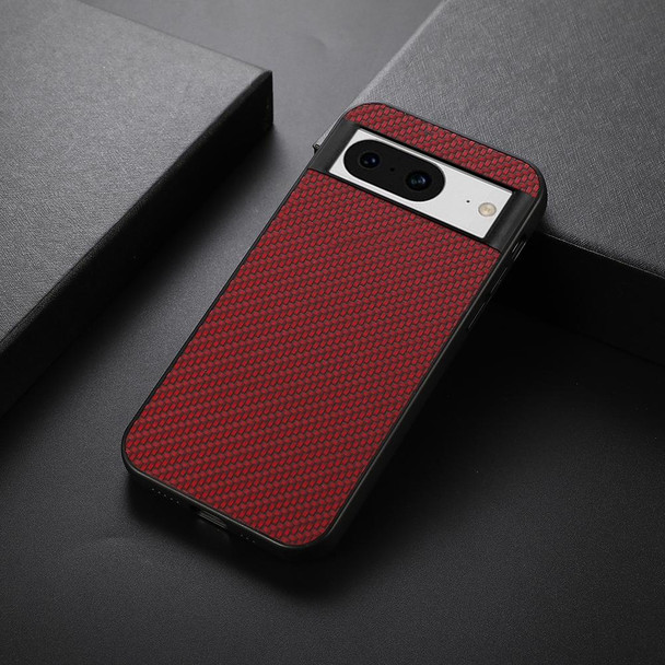 For Google Pixel 8 Carbon Fiber Texture PU Phone Case(Red)