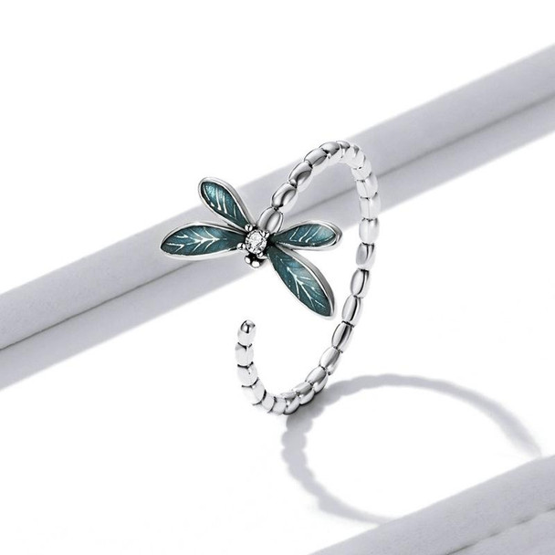 BSR216 Sterling Silver S925 Zircon Vintage Dragonfly Open Ring