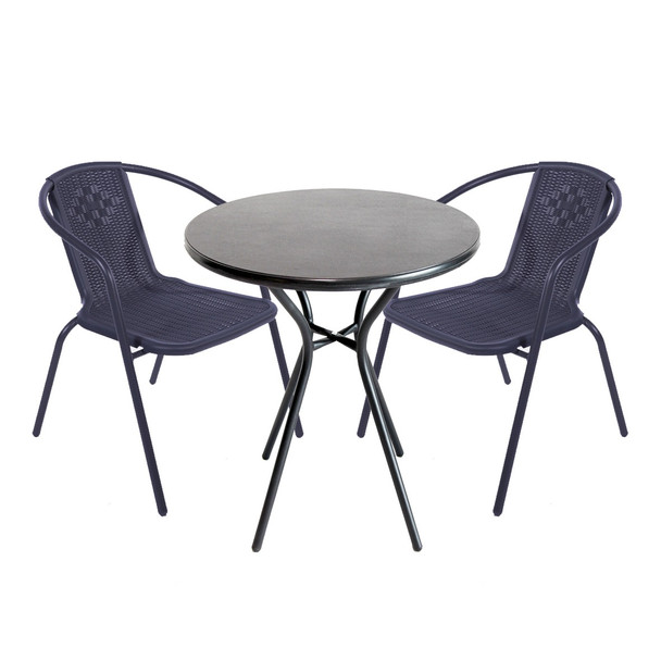 Pack Of 2 Patio Chairs With A Polymer Top Table.