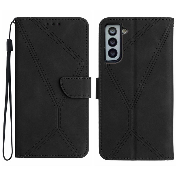For Samsung Galaxy S21+ 5G Stitching Embossed Leatherette Phone Case(Black)