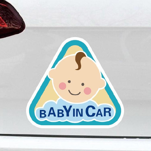 10 PCS There Is A Baby In The Car Stickers Warning Stickers Style: CT223O Triangle Boy Adhesive Stickers