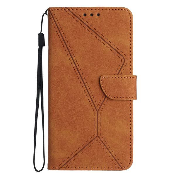For Samsung Galaxy S21+ 5G Stitching Embossed Leatherette Phone Case(Brown)