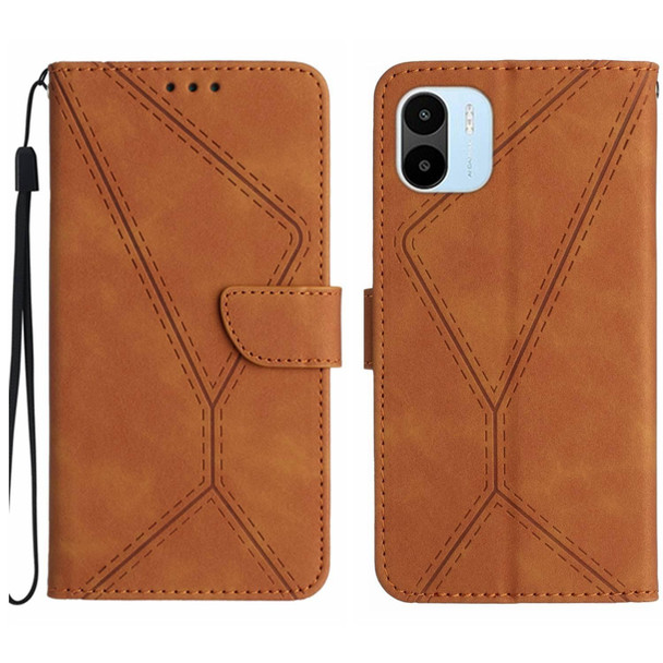 For Xiaomi Redmi A1+ / A2+ Stitching Embossed Leather Phone Case(Brown)