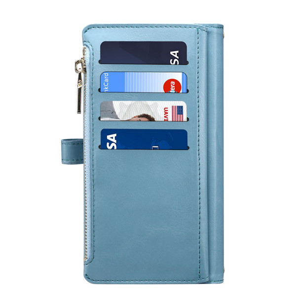 For Google Pixel 8 ESEBLE Star Series Lanyard Zipper Wallet RFID Leatherette Case(Blue)